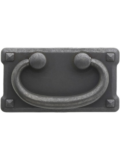 Large Mission Style Drawer Pull in Distressed Black.